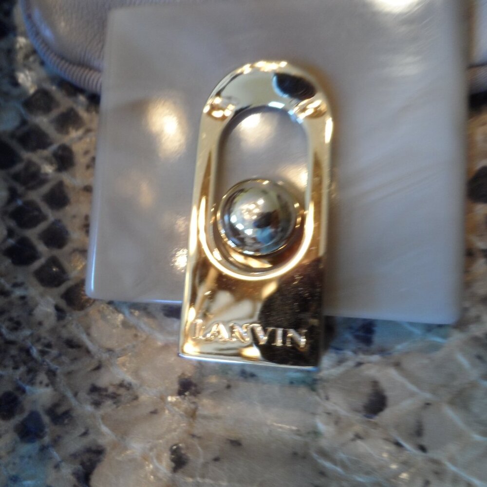 Lanvin Taupe/Beige Python Embosed Lamb Leather To… - image 5